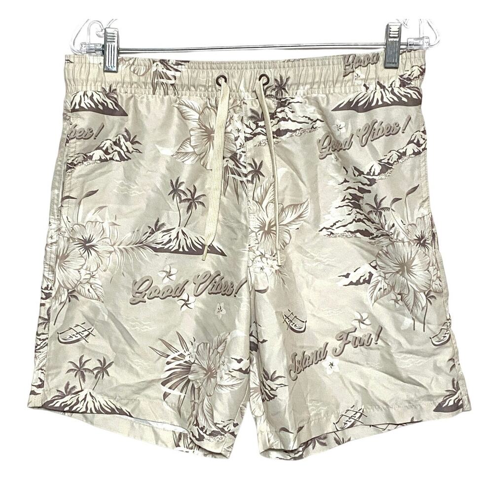 Surf Society Swimwear Board Shorts Good Vibes Mens M Hawaiian Tropical Resort